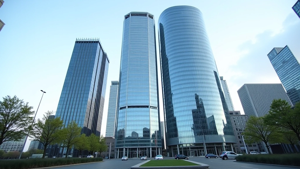 EZB-Hauptgebäude Frankfurt mit modernem Finanzdistrikt im Hintergrund